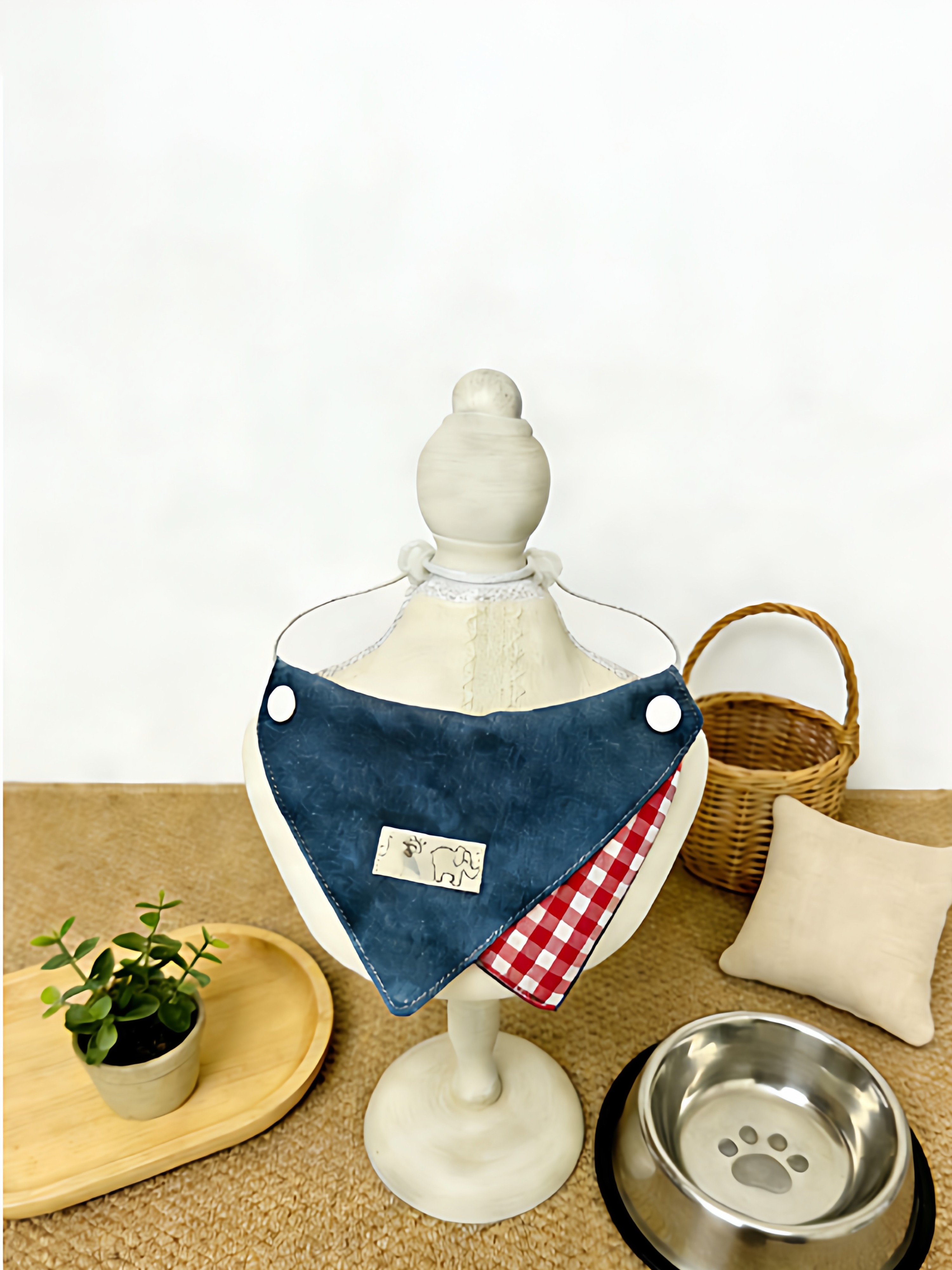 Cute Plaid Denim Dog Scarf Bib Small Dog Decorative Triangle Scarf Pet Accessories Cute Bib