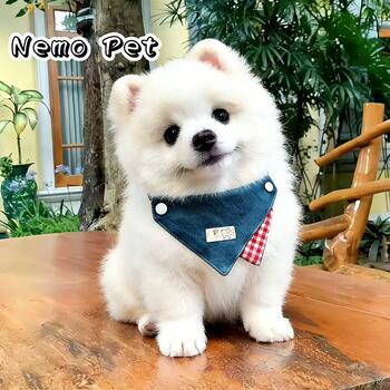 Cute Plaid Denim Dog Scarf Bib Small Dog Decorative Triangle Scarf Pet Accessories Cute Bib