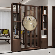 New Chinese screen partition living room entrance entrance solid wood storage rack screen cabinet modern Chinese wooden screen