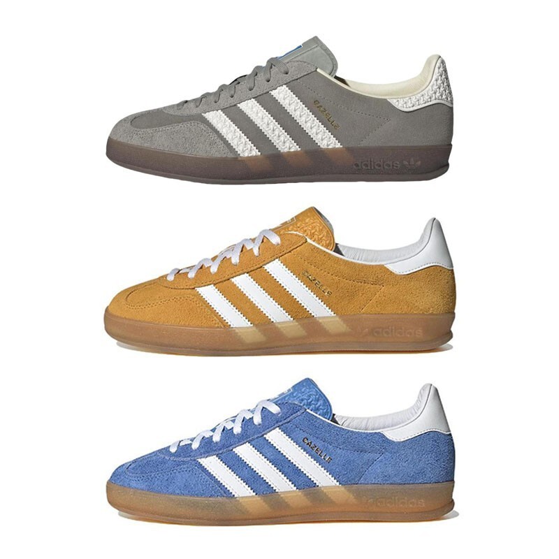 Adidas Originals Gazelle Indoor Shock-Absorbing and Wear-Resistant Gray and White Low-Top Sneakers If1807 Adidas Originals Gazelle Indoor Shock-Absorbing and Wear-Resistant Gray and White Low-Top Sneakers If1807