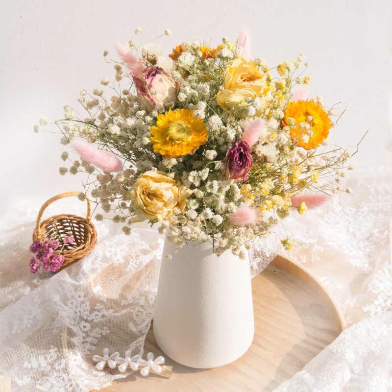 Fresh full Star Dry bouquet Rose Daisy Simplicity Joins Art Porcelain Bottle Living-room Swing for Spring Festival Decorative Gifts