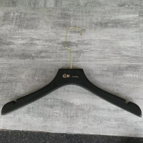 New Black Solid Wood Hanger Golden Flat Hook Clothing Shop Non-slip Men And Women Clothes Hotel Clothes Hang LOGO Custom
