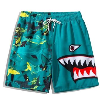 Summer high-end brand printed casual home shorts men's fashionable, funny, loose, versatile, breathable, sports five-point pants