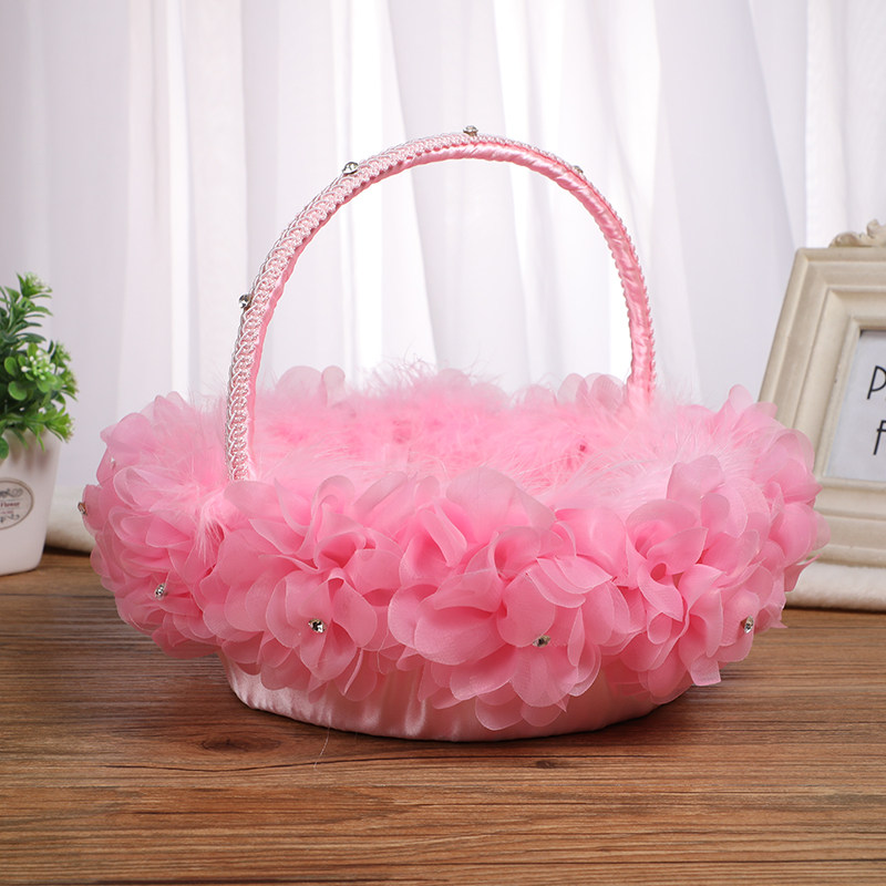 Western wedding flower basket Wedding flower girl sprinkler flower basket Wedding decoration Bridesmaid portable basket Wedding supplies