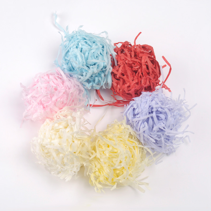 Wedding Happy Sugar Box Raffi Grass Padding Shredding Paper Silk Gift Box Lucky Grass Wire Drawing Color Bar Wedding Decoration Crummy