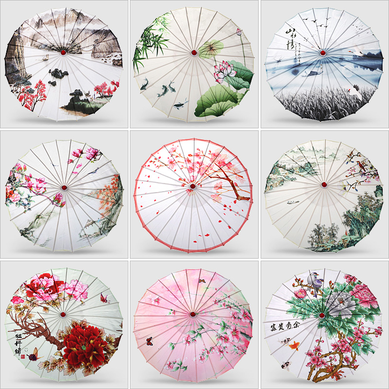 Hanfu Dance Umbrella Oil Paper Umbrella Decoration Umbrella Performance Umbrella Classical Props Silk Umbrella Walking Show Photo Photographic Process Umbrella