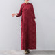 Retro cotton and linen dress women autumn and winter 2021 new national style cheongsam long long-sleeved loose Chinese style gown