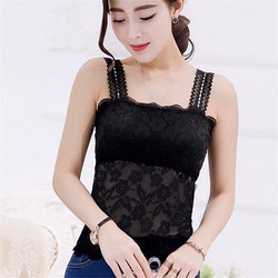 80-180 catties summer mid-length women's lace camisole with breast pads, women's versatile plus size tops and Tube tops