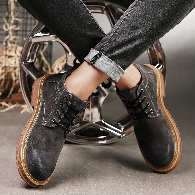 Boomer Men Shoes 2022 Fall New Martin Boots Male Korean version trendy high cylinder 100 lap Inn Leisure genuine leather short boots