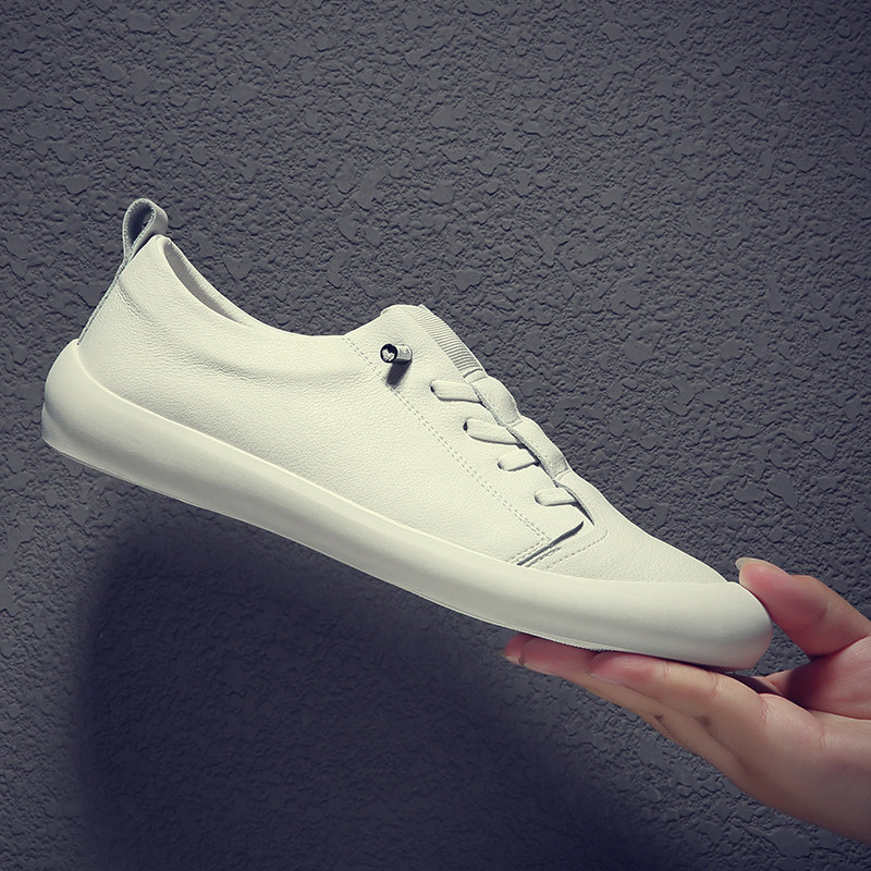 Small white shoes men's tide shoes 2022 new men's leather casual shoes Korean version of Joker high-tube shoes low-top skateboard shoes