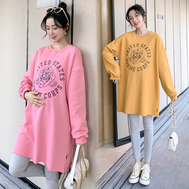Pregnant woman's sweatshirt 2022 new spring dress suit Fashion The jacket big size for the long version of the undershirt and outside wearing the tide