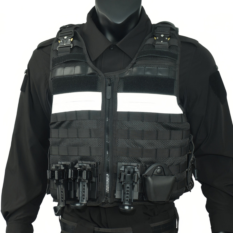 Tactical Fluorescent Yellow Reflective Anti-C Vest with Rubber-Coated Pe Inner Liner, Black Protective Soft Vest, Quick-Release Plastic Steel Cover