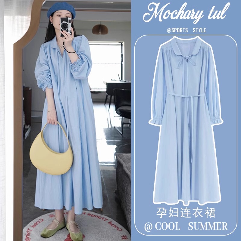 Maternity Spring Dress 2026 New Fashion Casual Loose Large Size Shirt Long Dress Spring and Autumn Style Maternity Dress