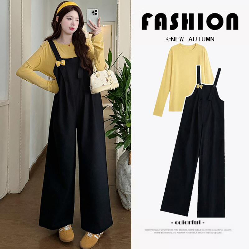 Maternity Spring Outfit Set, Fashionable, Stylish, Casual, Loose-Fitting, Petite, Cotton and Linen Overalls, Spring and Autumn Two-Piece Set