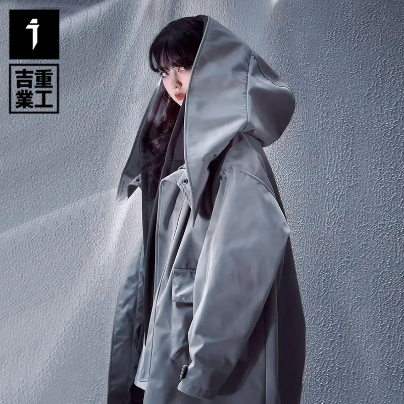 Giye Heavy work autumn winter tooling even cap leave Two wind clothes men and women loose in casual middle and cotton thickened jacket-Taobao