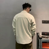 Осенний однотонный лонгслив, рубашка, куртка для отдыха, высокий воротник, в американском стиле