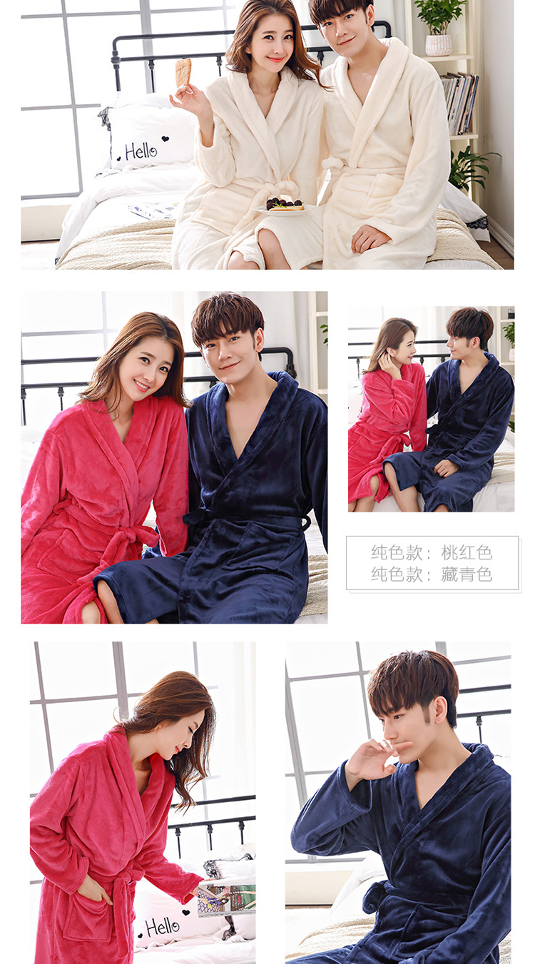 Áo ngủ nữ mùa đông san hô nhung dày dày màu đen dịch vụ nhà mùa thu đồ ngủ nam flannel áo choàng tắm đôi áo choàng tắm áo ngủ đẹp