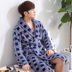 Áo ngủ nam mùa thu và mùa đông flannel vài bộ đồ ngủ áo choàng lông cừu san hô phụ nữ dày lên áo choàng dài dịch vụ nhà áo tắm nam nữ Night Robe