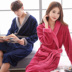 Áo ngủ nam mùa thu và mùa đông flannel vài bộ đồ ngủ áo choàng lông cừu san hô phụ nữ dày lên áo choàng dài dịch vụ nhà áo tắm nam nữ Night Robe
