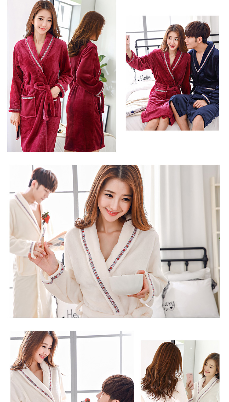 Mùa thu và mùa đông cặp đôi tay dài mẫu áo choàng nam kích thước lớn quần áo nhà nam áo choàng flannel áo choàng ngủ nam