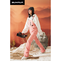 BUMPUP strap ski pants womens veneer warm cotton loose waterproof wind and breathable Korean Tide brand
