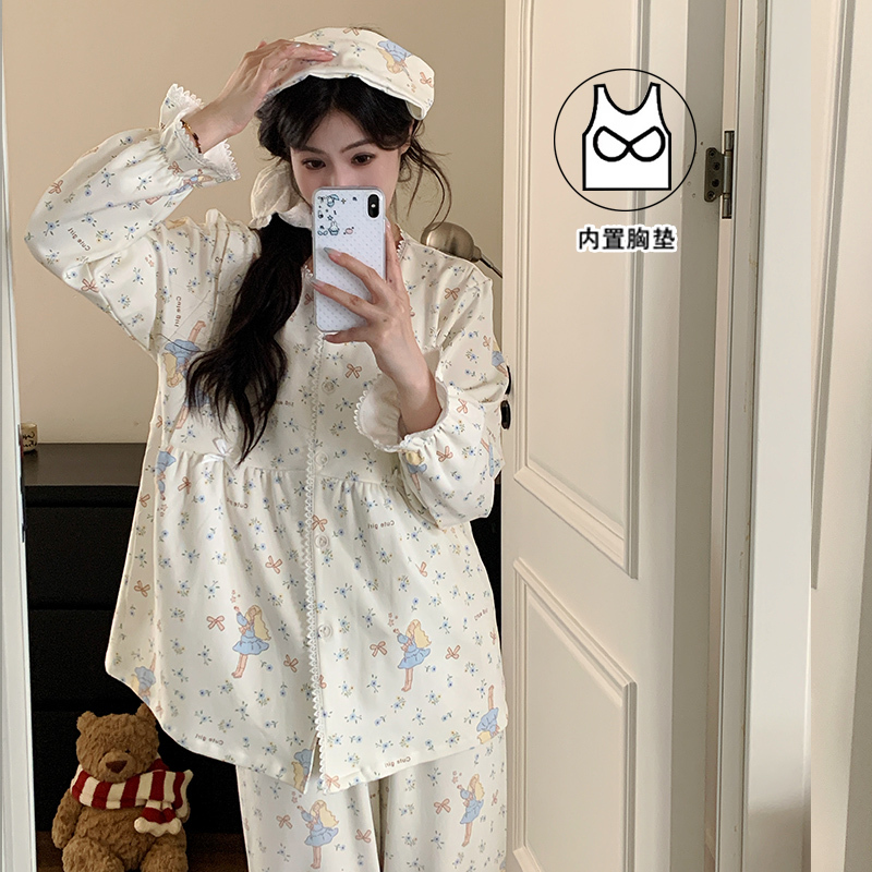 Pure Cotton Alice Postpartum Clothing, Thick Spring and Autumn Style, Nursing Pajamas for Pregnant Women, Spring and Autumn Maternity Nursing Wear, Home Wear-Free Pure Cotton Alice Postpartum Clothing, Thick Spring and Autumn Style, Nursing Pajamas for Pregnant Women, Spring and Autumn Maternity Nursing Wear, Home Wear-Free