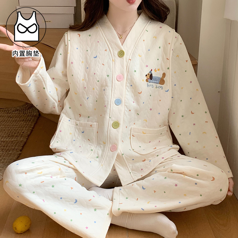 Dachshund Air Cotton Maternity Clothes for Spring and Autumn, Pure Cotton Postpartum Ten-Winter Style Thickened Maternity Pajamas for Breastfeeding Dachshund Air Cotton Maternity Clothes for Spring and Autumn, Pure Cotton Postpartum Ten-Winter Style Thickened Maternity Pajamas for Breastfeeding