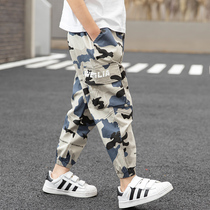 Boys summer thin camouflage pants 2021 New medium big children autumn overalls autumn pants tide