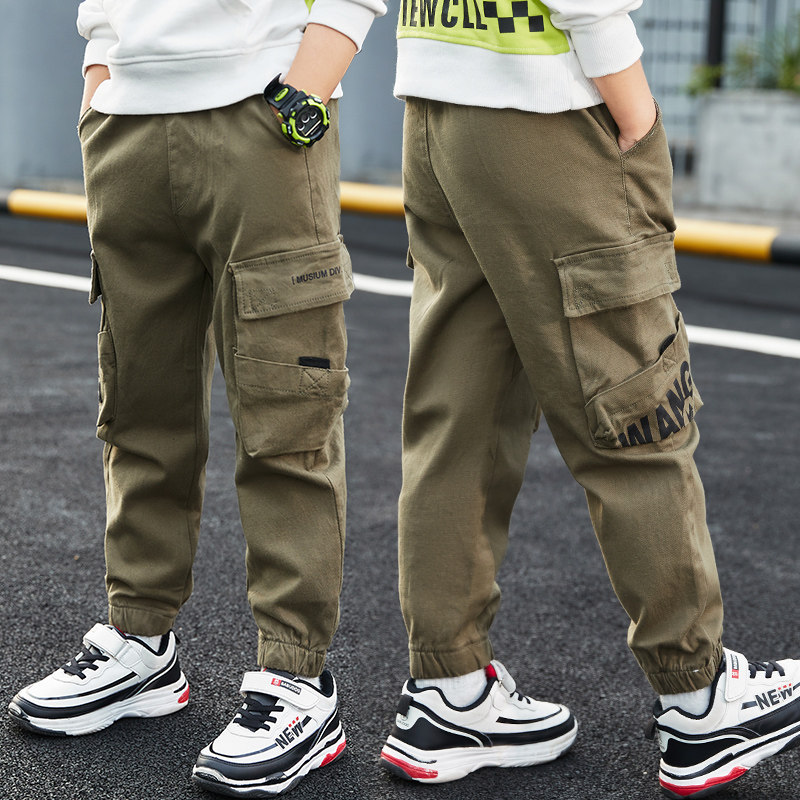 Boys' spring and autumn casual pants, children's Western-style overalls, 2022 new autumn big children's wear pants, thin Korean style trousers