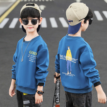 Boys autumn t-shirt long-sleeved boys western-style top 2021 new middle and large childrens spring and autumn sweaters thin small shirts