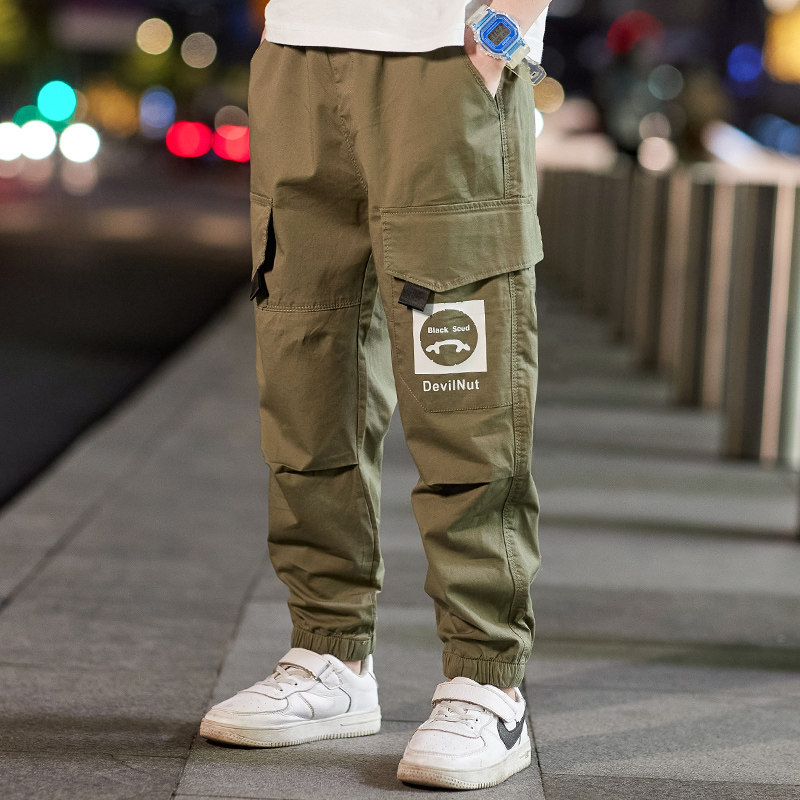 Boy Spring Autumn Thin section Long pants 2022 new children pants spring casual workwear pants CUHK Scout pants Pants Tide