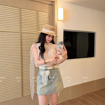 Zonana 2026 ໃຫມ່ summer hip-hugging skirt ສໍາລັບແມ່ຍິງສະບັບພາສາເກົາຫຼີ niche temperament ລ້າງ retro ທັງຫມົດ-match denim skirt