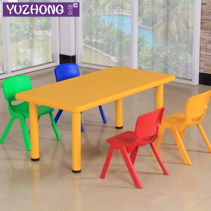 Buy Kindergarten table plastic rectangular clear table and chair