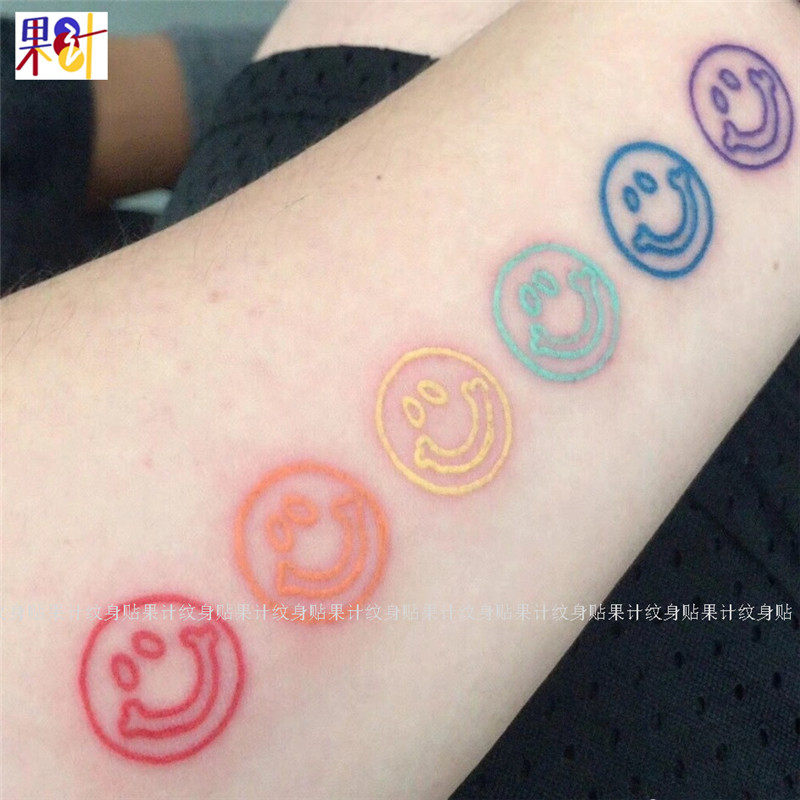 Fruit meter TATOO Elegant Wind Color Smiley Face Tattooed With Seven Colorful Floral Arm Lasting Waterproof Cartoon Cute Ins Wind
