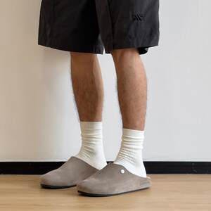 Men's Summer Pure Cotton Mid-Calf Socks, White Japanese Style Thick Knit Slouch Socks, Thin, Odor-Resistant, Sweat-Absorbent, Solid Color Long Socks