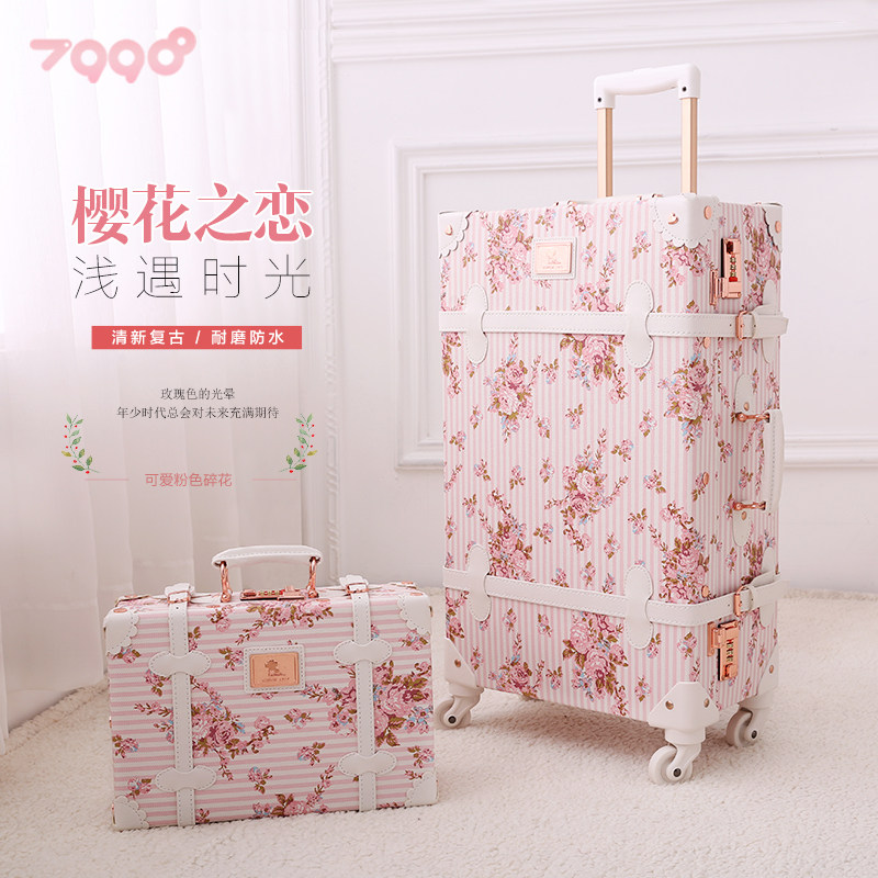 uniwalker retro suitcase small fresh 20 inch trolley case female Korean version suitcase universal wheel boarding case