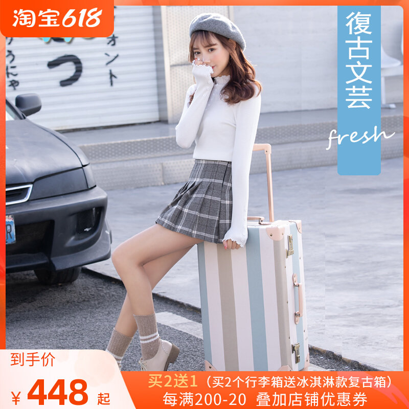 uniwalker day department small frescoed pull-lever case retro suitcase woman 20 small boarding suitcase universal wheel