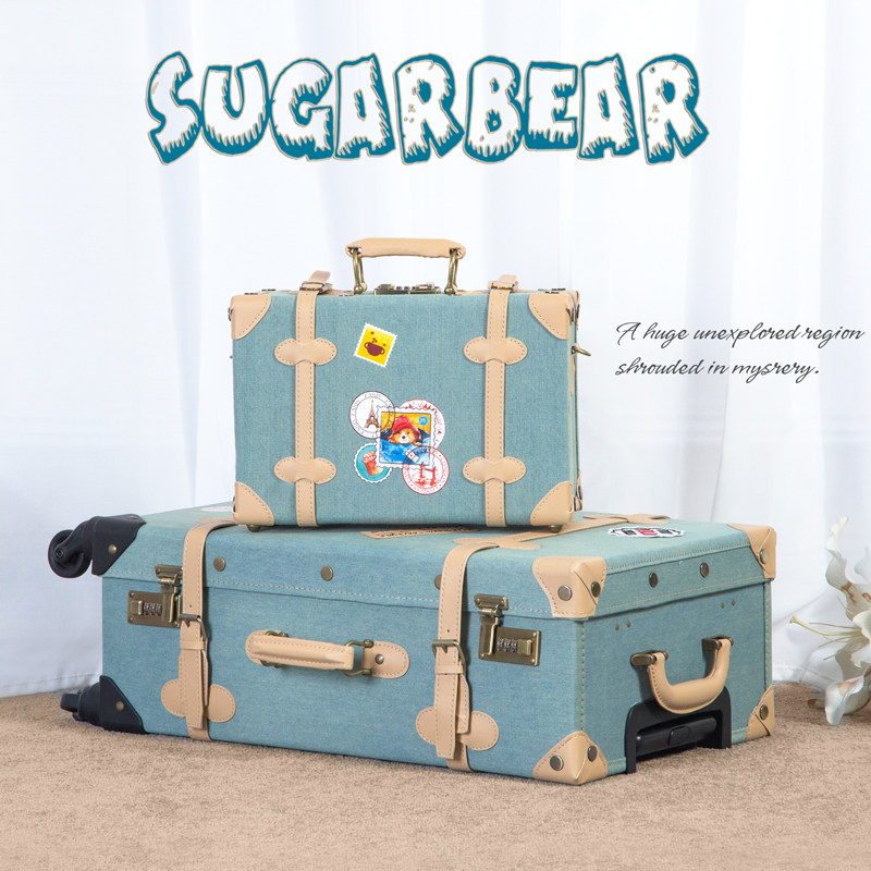 Suitcase ins net red 24 inch retro trolley case female children small suitcase male 20 boarding case ultra-quiet