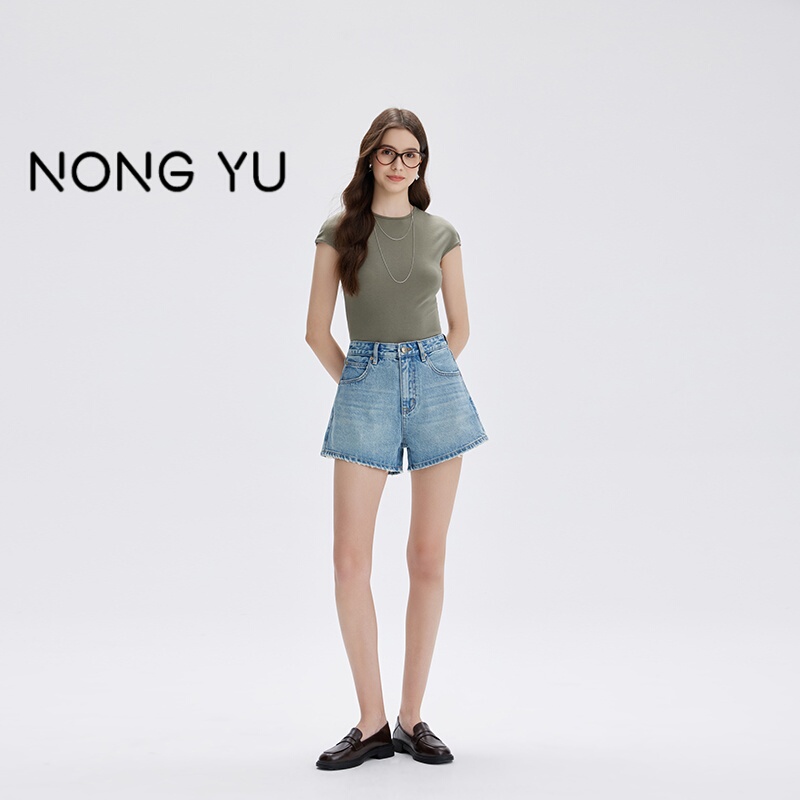 Ningyu 31051 Summer New 2026 High-End Women's Jeans Versatile Loose Fashion Denim Shorts