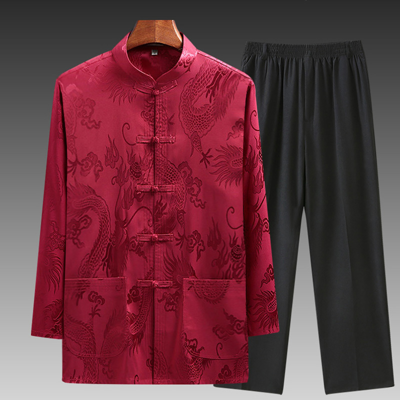 Birthday Clothes for the Elderly, Summer Clothes for Dad, Grandpa's Birthday, Ice Silk Shirt, Middle-Aged and Elderly Tang Suit, Men's Long-Sleeved Suit Birthday Clothes for the Elderly, Summer Clothes for Dad, Grandpa's Birthday, Ice Silk Shirt, Middle-Aged and Elderly Tang Suit, Men's Long-Sleeved Suit