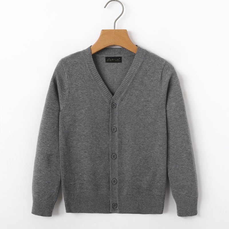 Boys sweater cardigan Children's spring and Autumn thin female baby 2020 middle-aged children base black jacket sweater