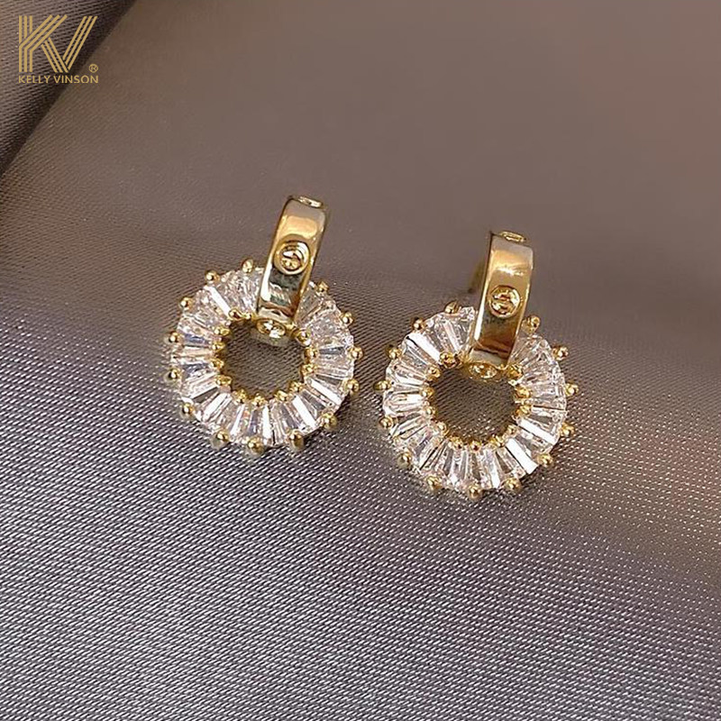 Zircon earrings girl fragrance light luxury high - sensitive temperament ear nails 925 silver needle ear accessories new small earrings