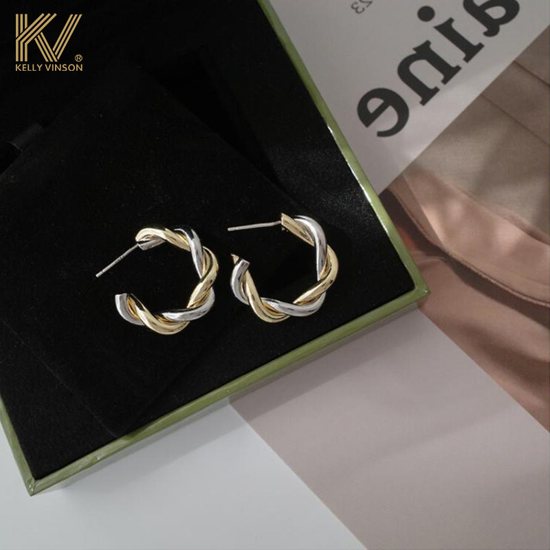 Twist earrings exquisite retro high-end cold wind earrings sterling silver needle hypoallergenic temperament ear needle earrings ladies