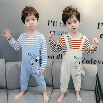 Baby Conjoined Pajamas Sleeping children with sleepwear and anti-cool Male Bao Air conditioning Long sleeves Infant climbing to wear autumn tide