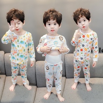 Children Pyjamas Fall Long Sleeve Mens Treasure Air Conditioning Suit Pure Cotton Male baby High waist pyjamas Anti-cool autumn clothing Suit Tide