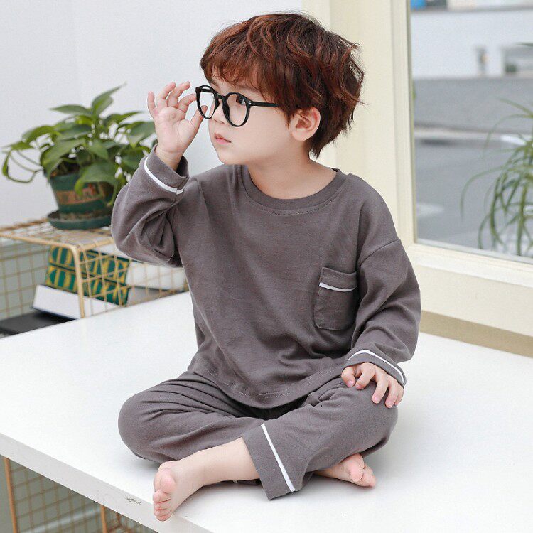 Children's home Clothing Boy Sleepwear Spring Autumn Pure Cotton Male Baby Air Conditioning Suit Long Sleeve 3 Little Boy Boy Treasure Spring Suit 5