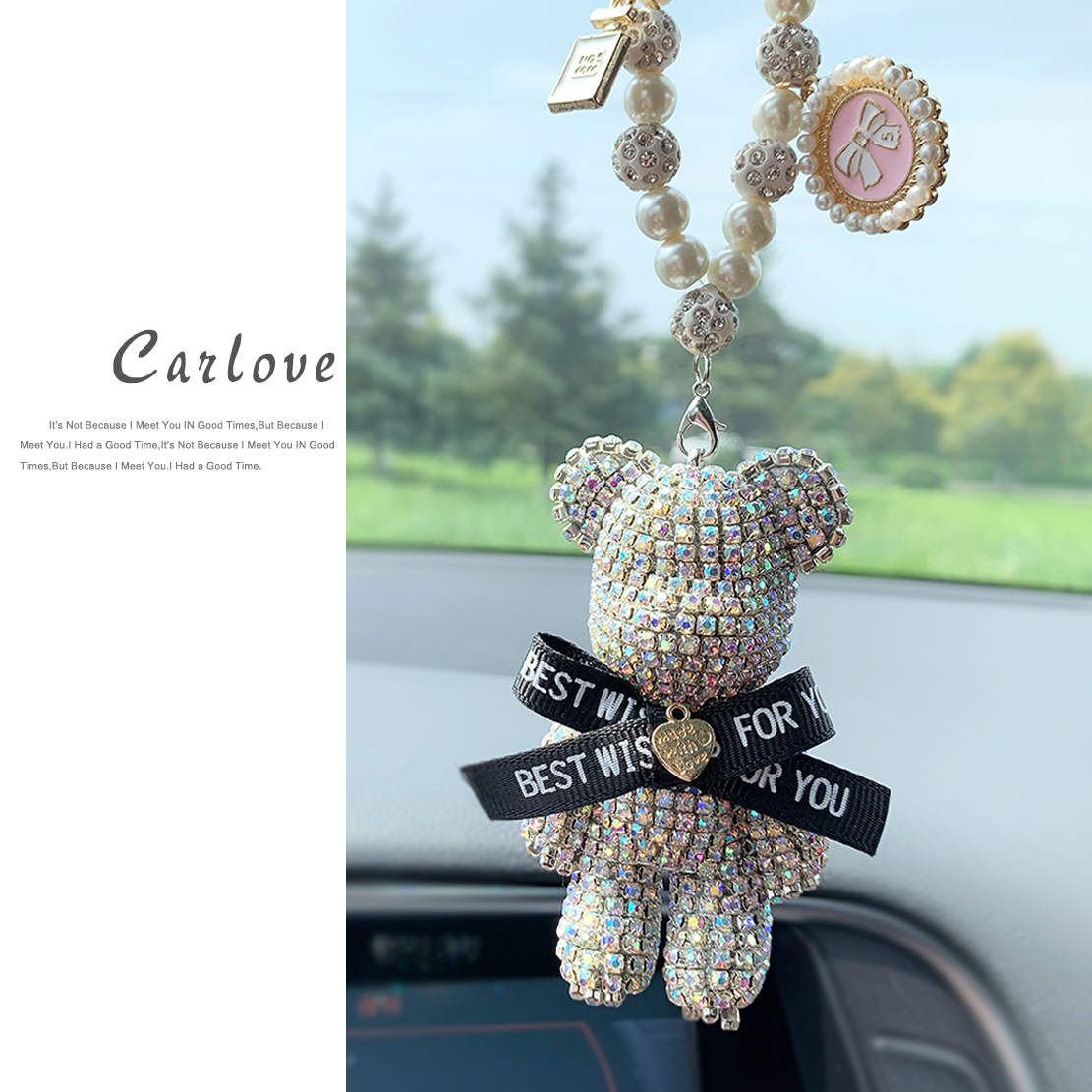 Car Pendant Creative Diamond Net Red Violent Bear Car Pendant Rearview Mirror Decoration Charm Goddess Model