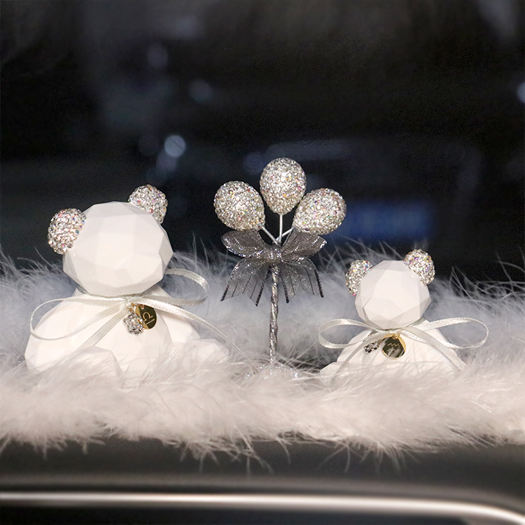 Net Red Car Swing Piece Geometric Bear Perfume Seat Inlaid Drilling Plaster Incense-in-vehicle medium control desk decorated sue white Balloon Woman