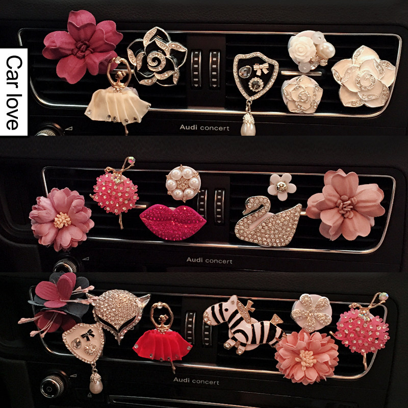 Creative Diamond car perfume air outlet decoration clip air conditioning Port light fragrance car long lasting fragrance in the car to remove odor