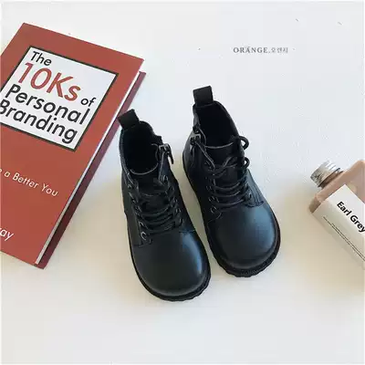 Children's Martin boots 2020 autumn and winter New Girls black boots boys Korean leather side zipper foreign Pie boots